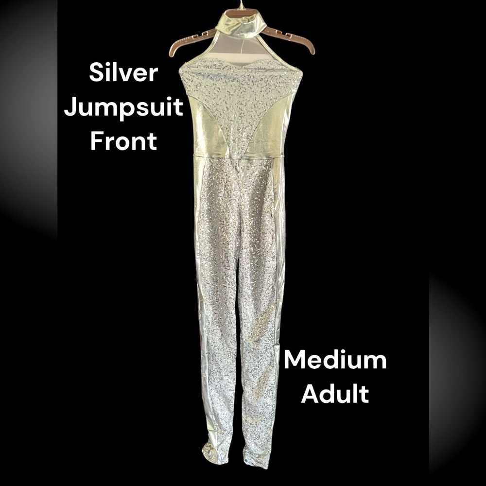 Adult Costume- Stunning Silver Sequin Jumpsuit- ( new)